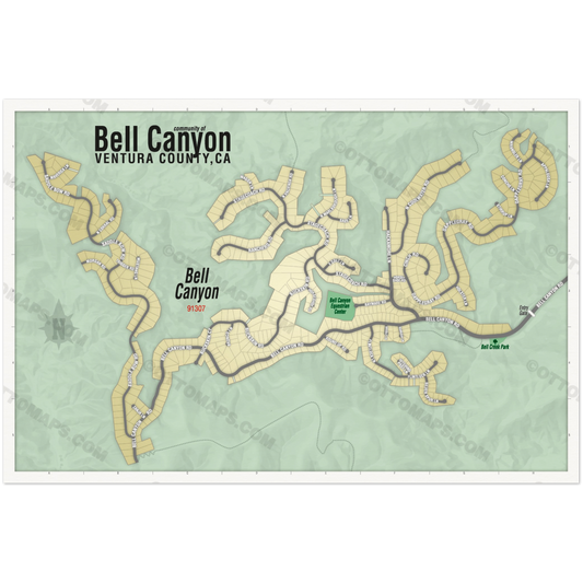 Bell Canyon Map, Ventura County, CA - POSTER PRINTS