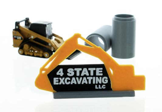 3D To Scale 64-630-Y 1/64 – 4 State Excavating Sign Yellow Diorama Prop