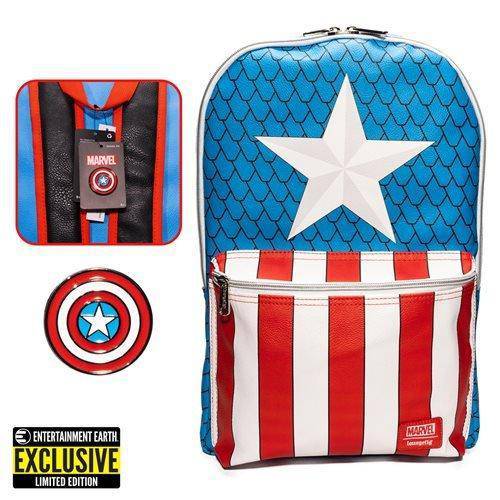 Captain America Cosplay Backpack with Pin Set - Entertainment Earth Exclusive