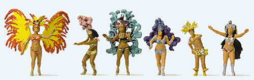 Preiser 24625 HO Scale Samba Dance Group -- 6 Dancers in Flashy Costumes