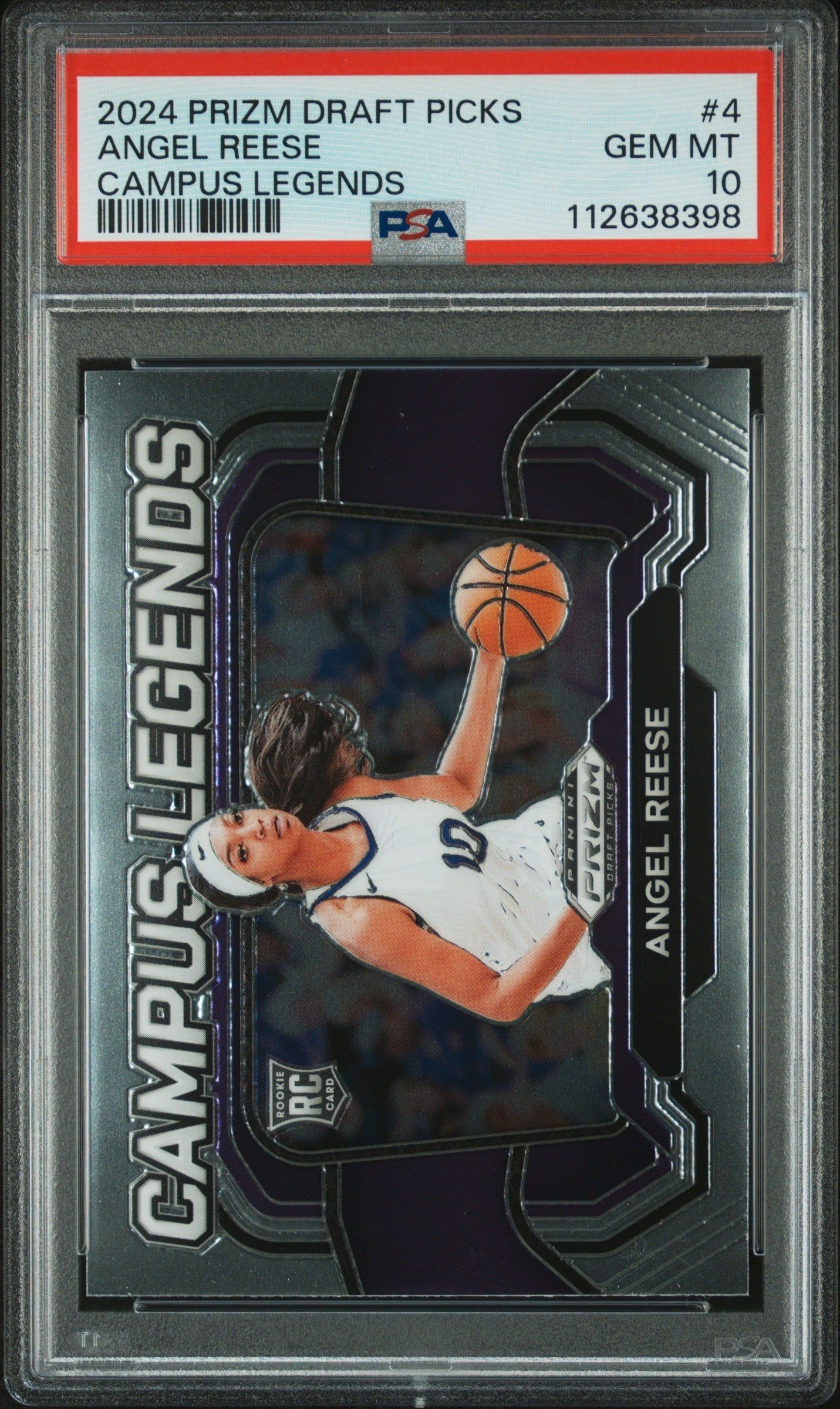 Graded 2024 Panini Prizm Draft Picks Angel Reese #4 Campus Legends Rookie RC Basketball Card PSA 10 Gem Mint