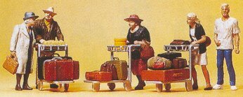 Preiser 10459 HO Scale Passengers -- Travellers w/Luggage Carts