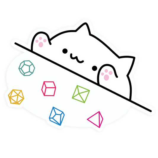 Sticker: Kawaii Dice Cat Waterproof Die Cut