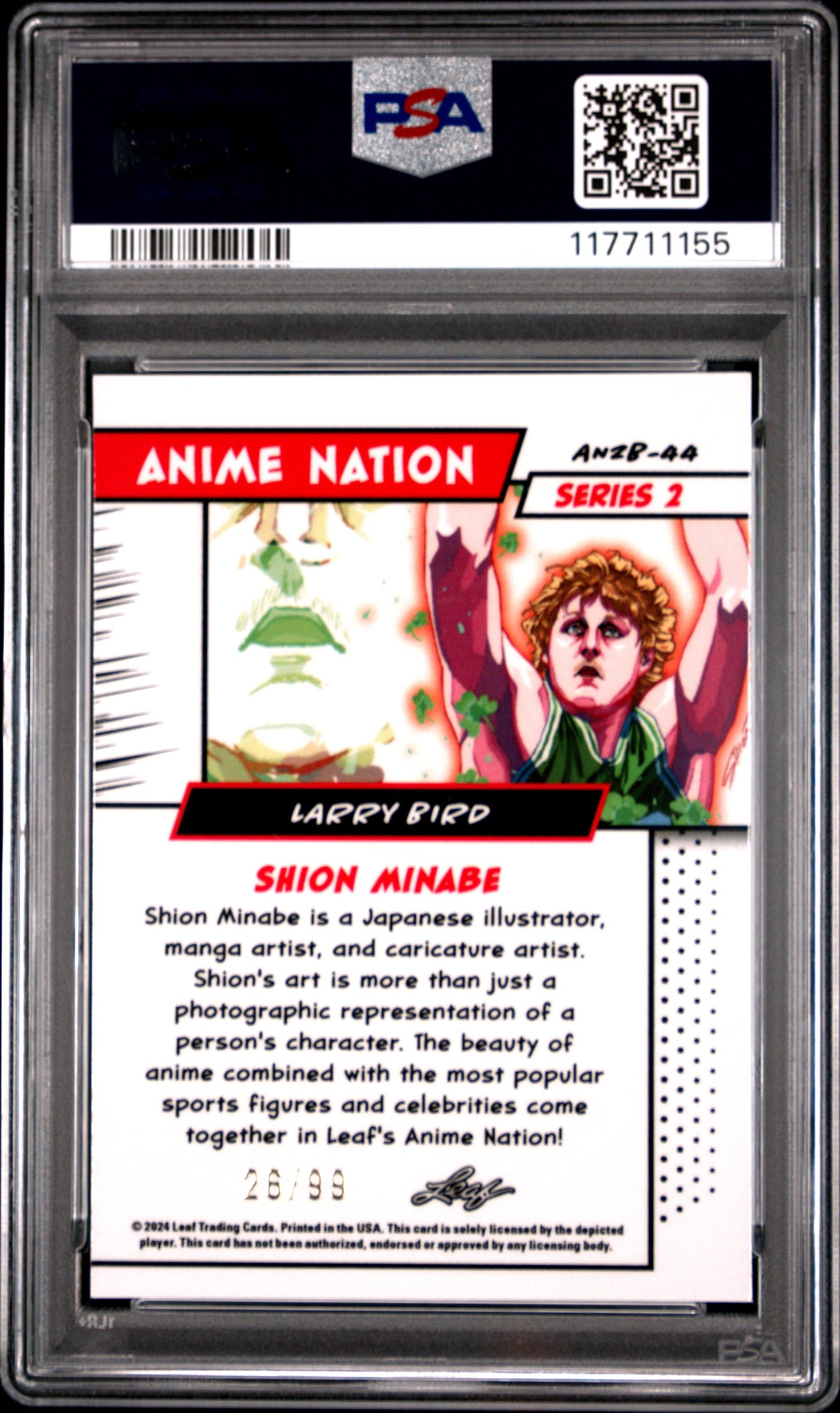 Graded 2024 Leaf Larry Bird #AN2B44 Anime Nation Series 2 /99 Basketball Card PSA 10 Gem Mint