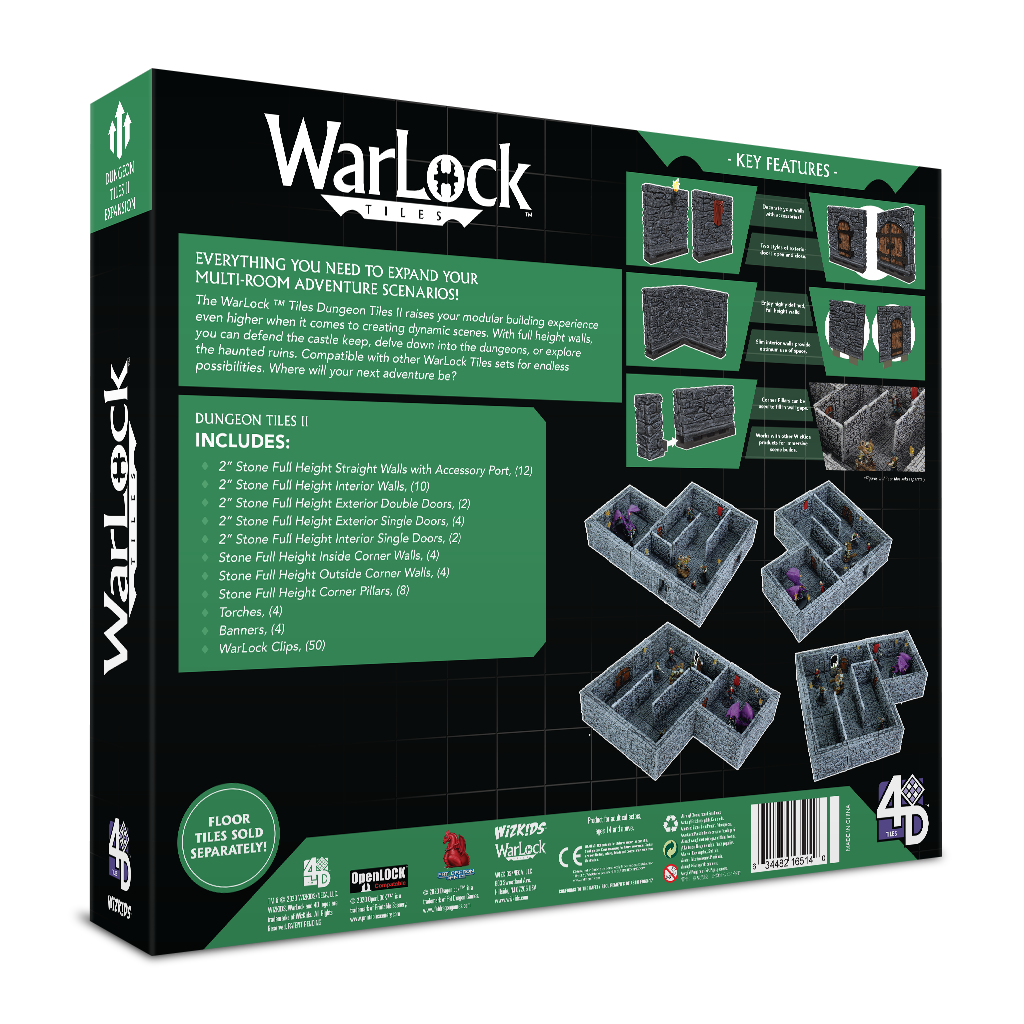 WarLock Tiles: Dungeon Tiles II - Full Height Stone Walls Expansion