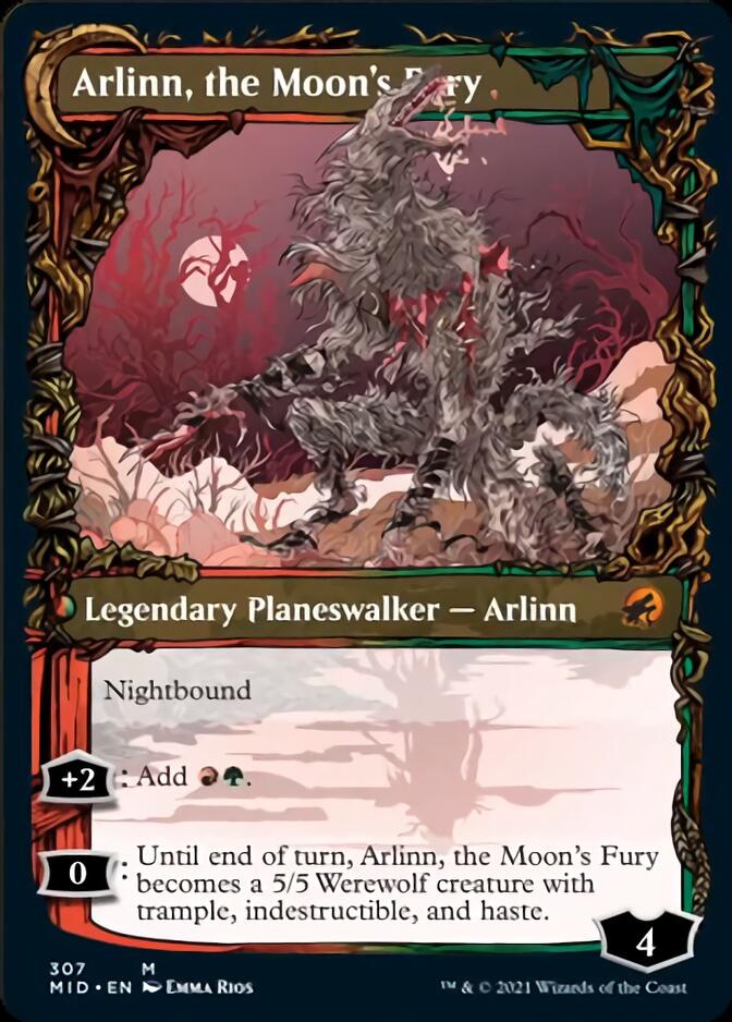 Arlinn, the Pack's Hope // Arlinn, the Moon's Fury (MID-307) - Innistrad: Midnight Hunt: (Showcase, Double Faced Transform) Foil