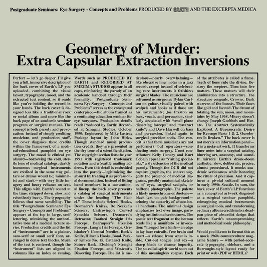 Geometry Of Murder: Extra Capsular Extraction Inversions (Crystal Clear Vinyl) [Vinyl]