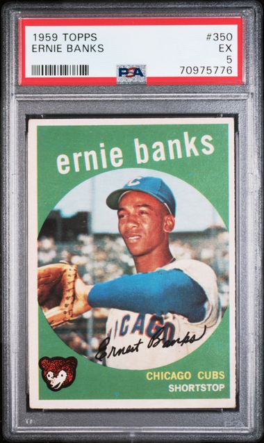 Graded 1959 Topps Ernie Banks #350 Baseball Card PSA 5 Excellent
