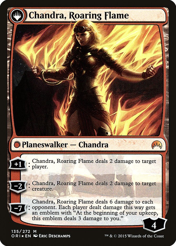 Chandra, Fire of Kaladesh // Chandra, Roaring Flame (PRE-135S) - Magic Origins Promos: (originpwdfc) Foil