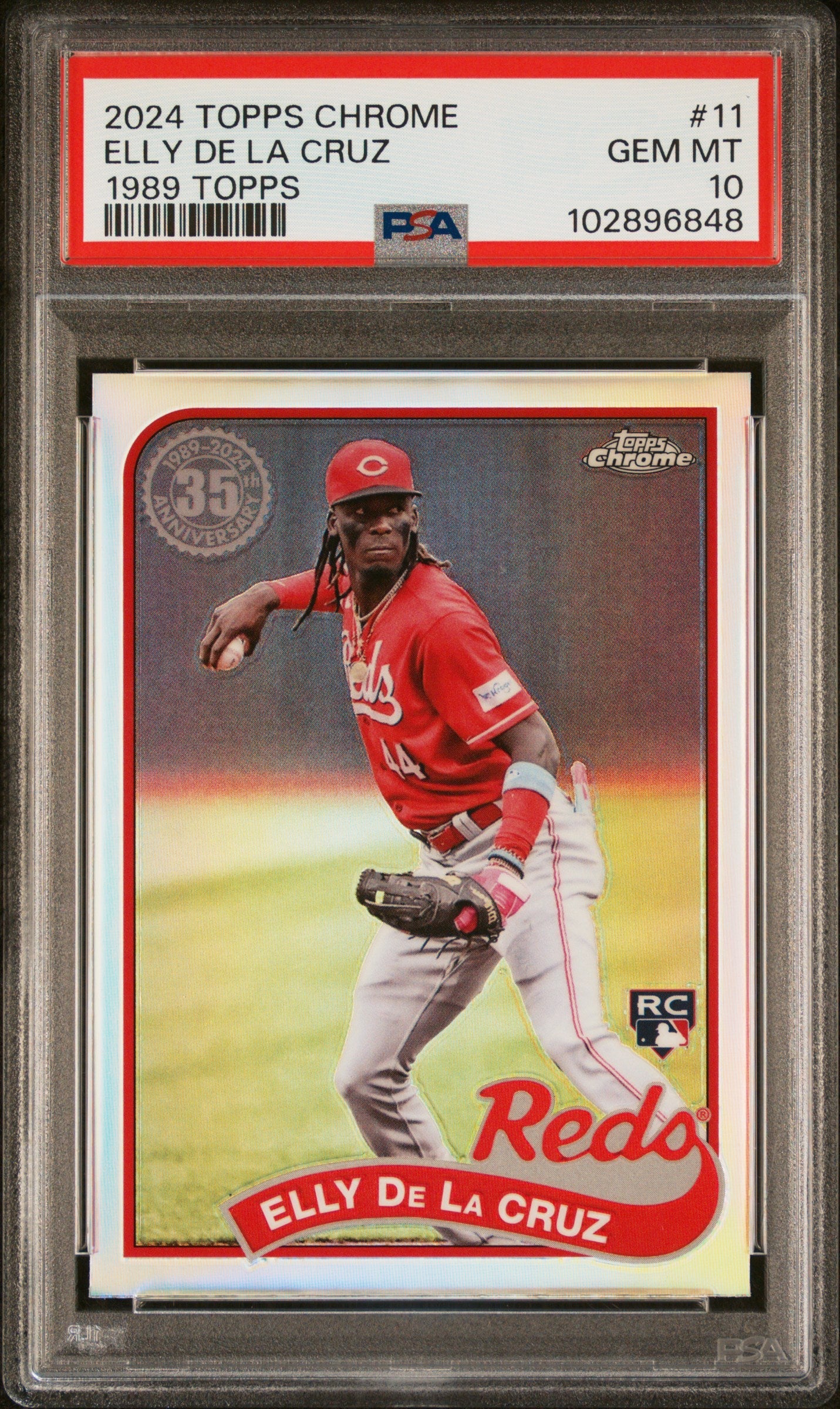 Graded 2024 Topps Chrome Elly De La Cruz #11 1989 Topps Rookie RC Baseball Card PSA 10 Gem Mint