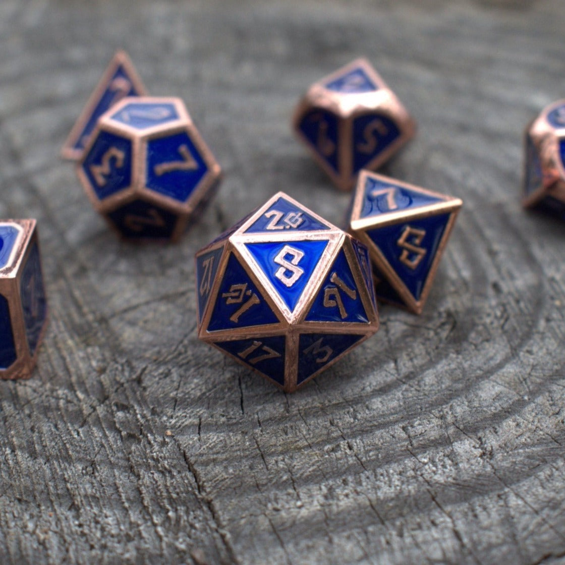 Elder Runes Cobalt And Bronze Metal Dice Set