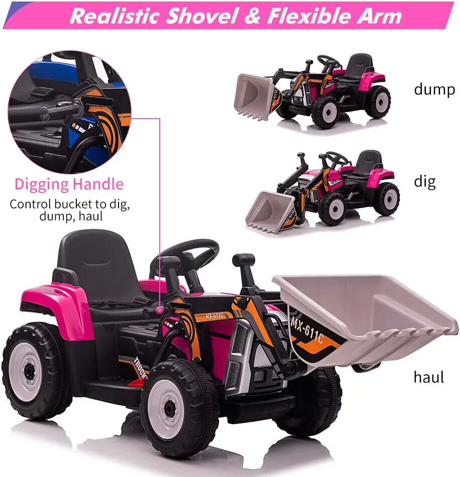 3-Speed Kids Ride-On Excavator with Music and Tractor Design for Outdoor Fun