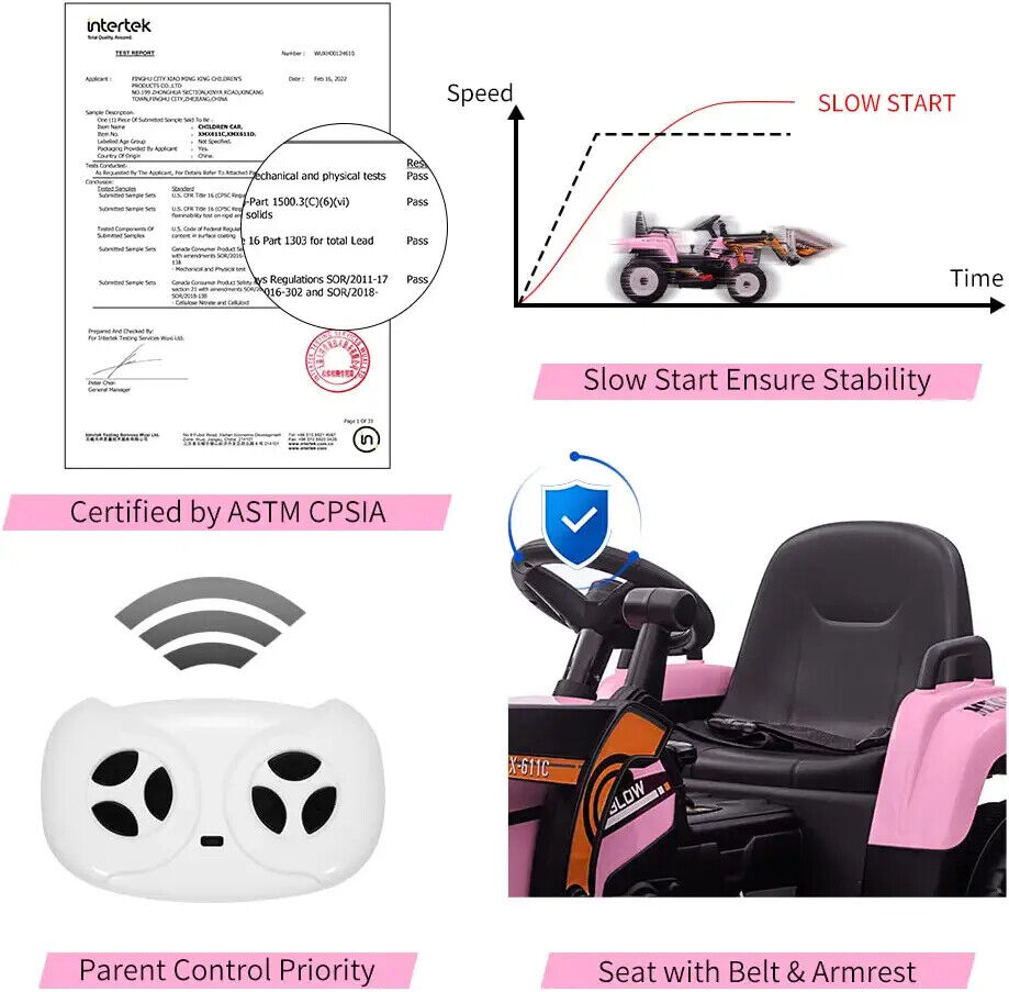 3-Speed Kids Ride-On Excavator with Music and Tractor Design for Outdoor Fun