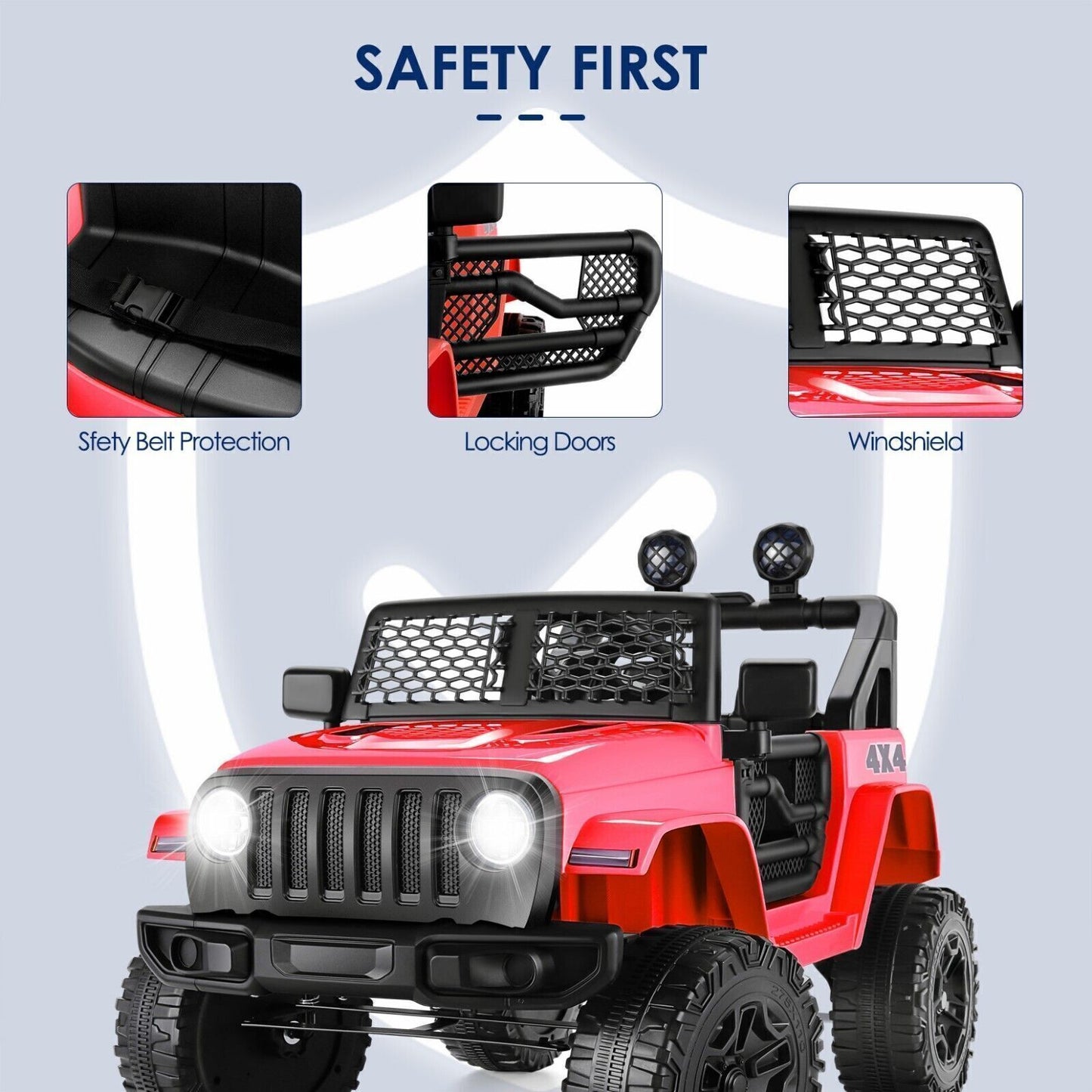 12V Jeep Music Fashion Electric Ride-On Car with Remote Control and 3-Speed Options