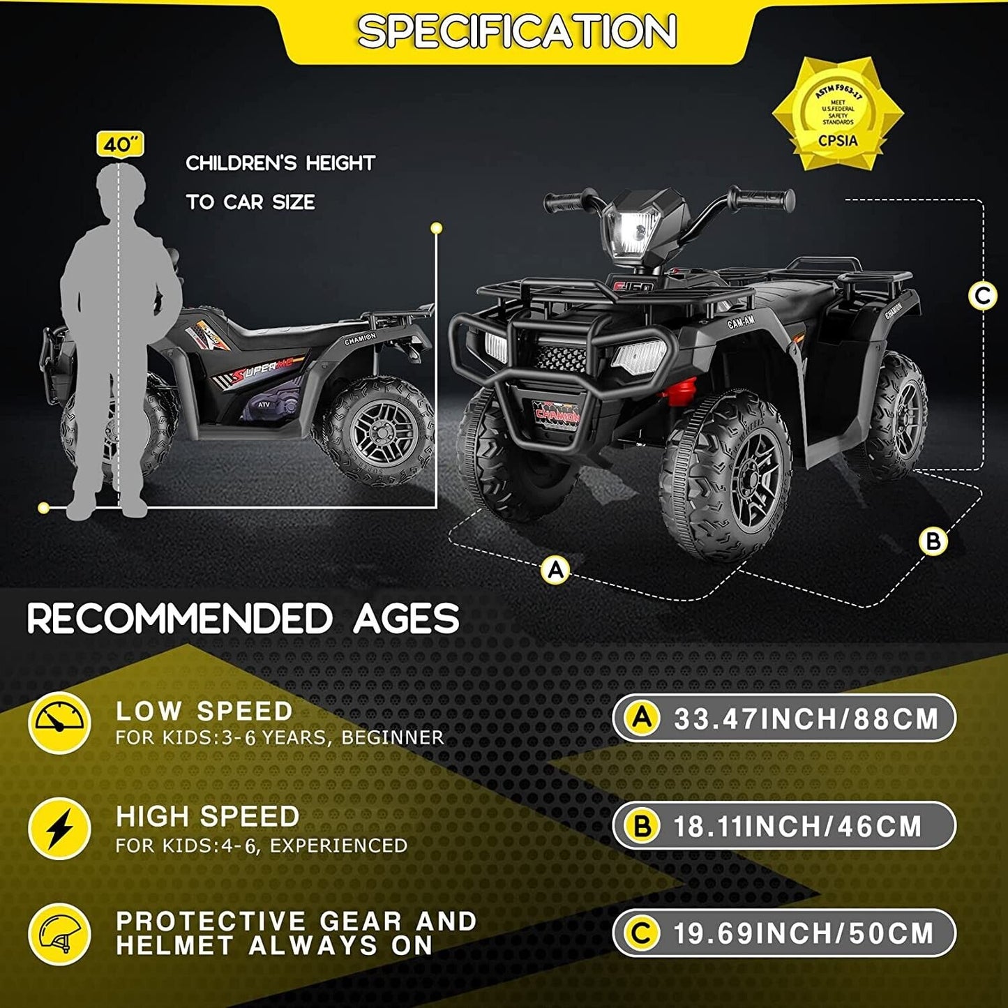 Electric Kids ATV Quad Car - 12V Battery Powered 4-Wheeler for Toddlers