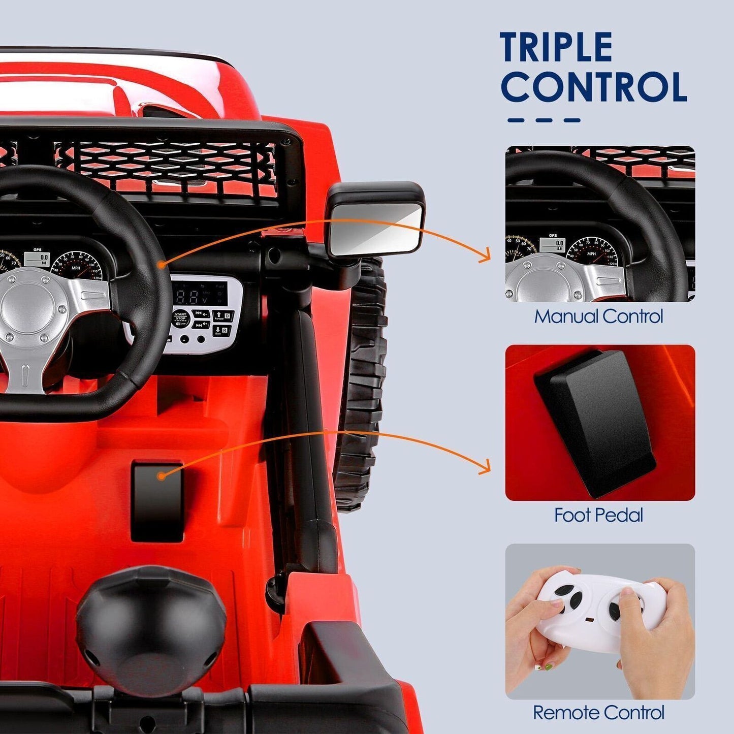 Electric Ride-On Car/Truck for Kids with MP3 Music, Lights, and Remote Control - 12V