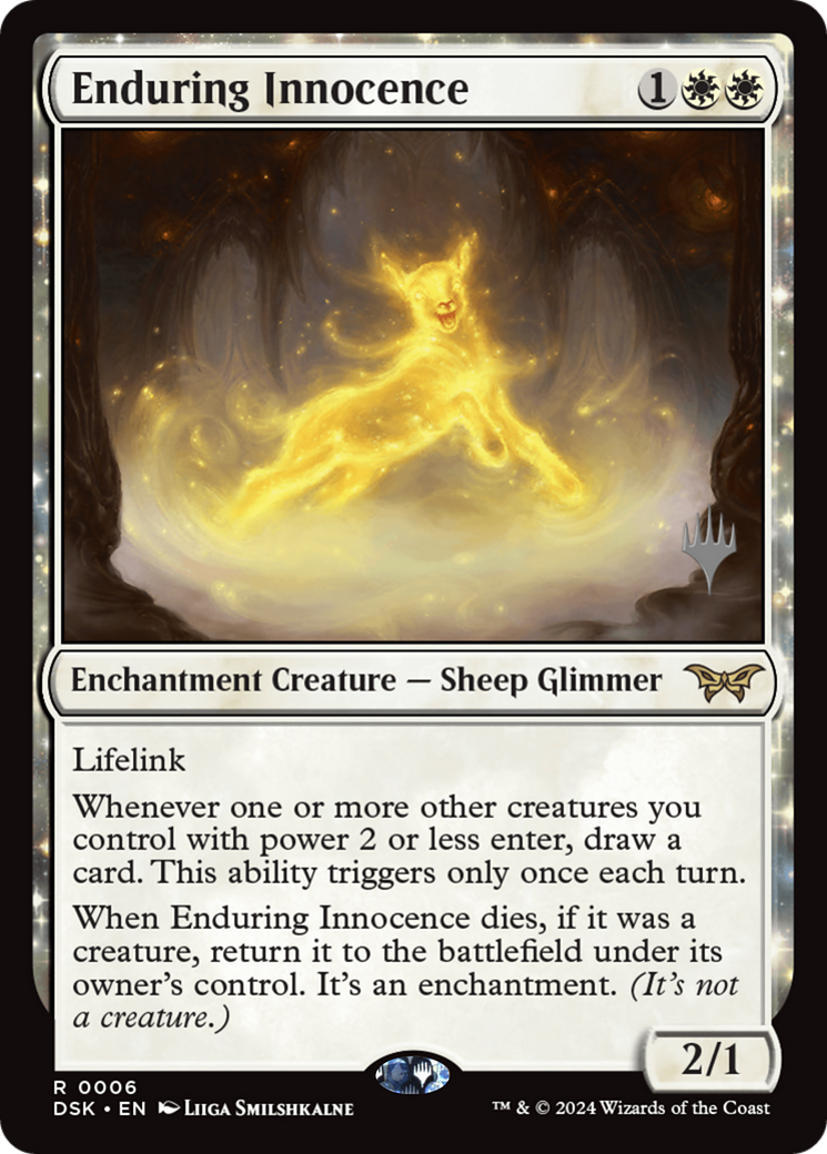 Enduring Innocence (PPDSK-006) - Duskmourn: House of Horror Promos: (enchantment)
