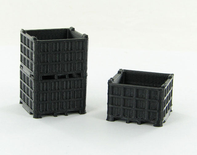 3D To Scale 50-252-BK 1/50 – Plastic Bin Pallets 3pk Black Scene Detail - Golden Apple Comics
