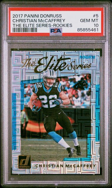Graded 2017 Panini Donruss Christian McCaffrey #5 The Elite Series Rookies RC Football Card PSA 10 Gem Mint - Golden Apple Comics