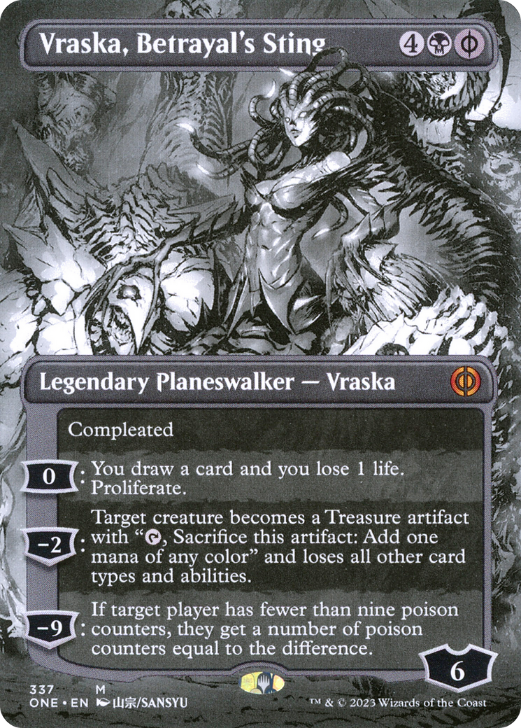 Vraska, Betrayal's Sting (ONE-337) - Phyrexia: All Will Be One: (Showcase) (Borderless) Foil