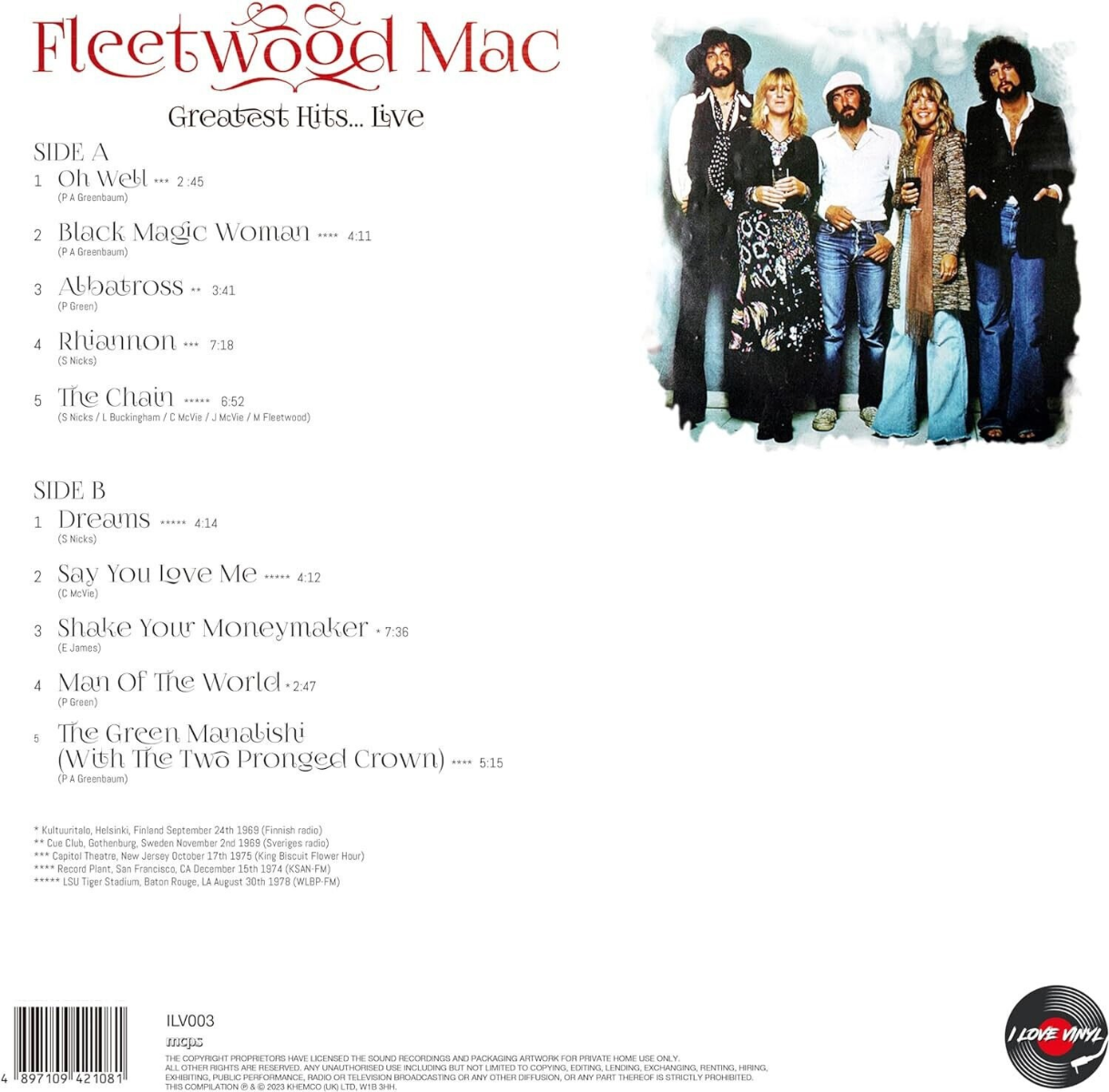 Greatest Hits... Live: The Record Plant 1974 [Import] (Vinyl)