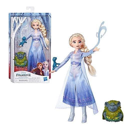 Disney  Frozen 2 Elsa Fashion Doll In Travel Outfit with Pabbie and Salamander Figures