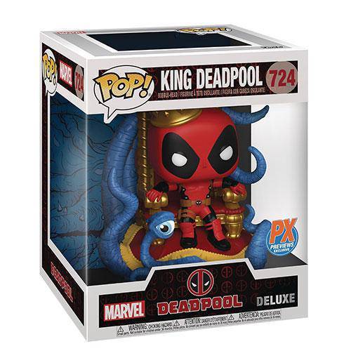 Funko 724 - Marvel Heroes - King Deadpool on Throne Deluxe Pop! Vinyl Bobble Head - PX