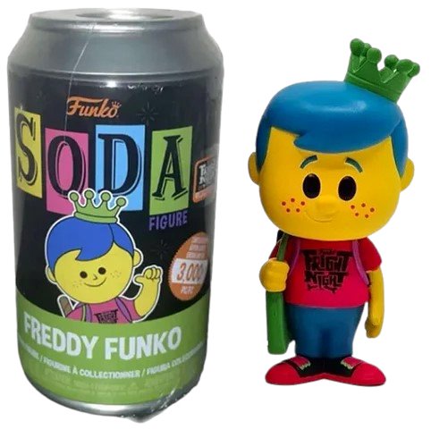 Funko SODA Vinyl: Fright Night 2022 - Freddy Funko -Blacklight Pink Fright Night T-Shirt Blue Hair Green Crown- (Limited to 3000 Pieces) SEALED