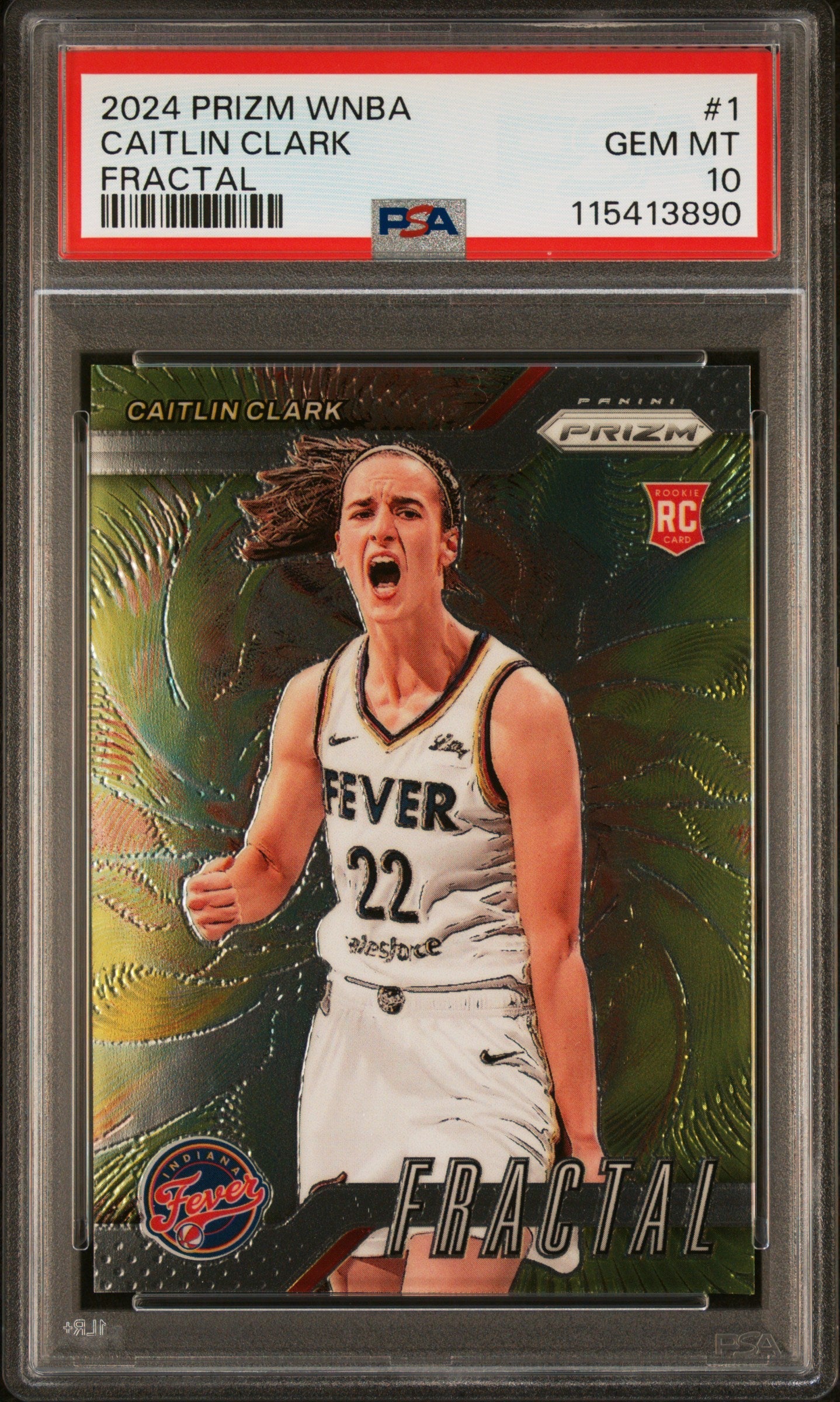 Graded 2024 Panini Prizm Caitlin Clark #1 Fractal Rookie RC Basketball Card PSA 10 Gem Mint