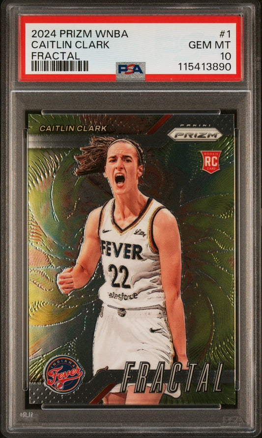 Graded 2024 Panini Prizm Caitlin Clark #1 Fractal Rookie RC Basketball Card PSA 10 Gem Mint