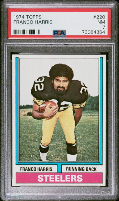 Graded 1974 Topps Franco Harris #220 2nd Year Football Card PSA 7 Near Mint - Golden Apple Comics