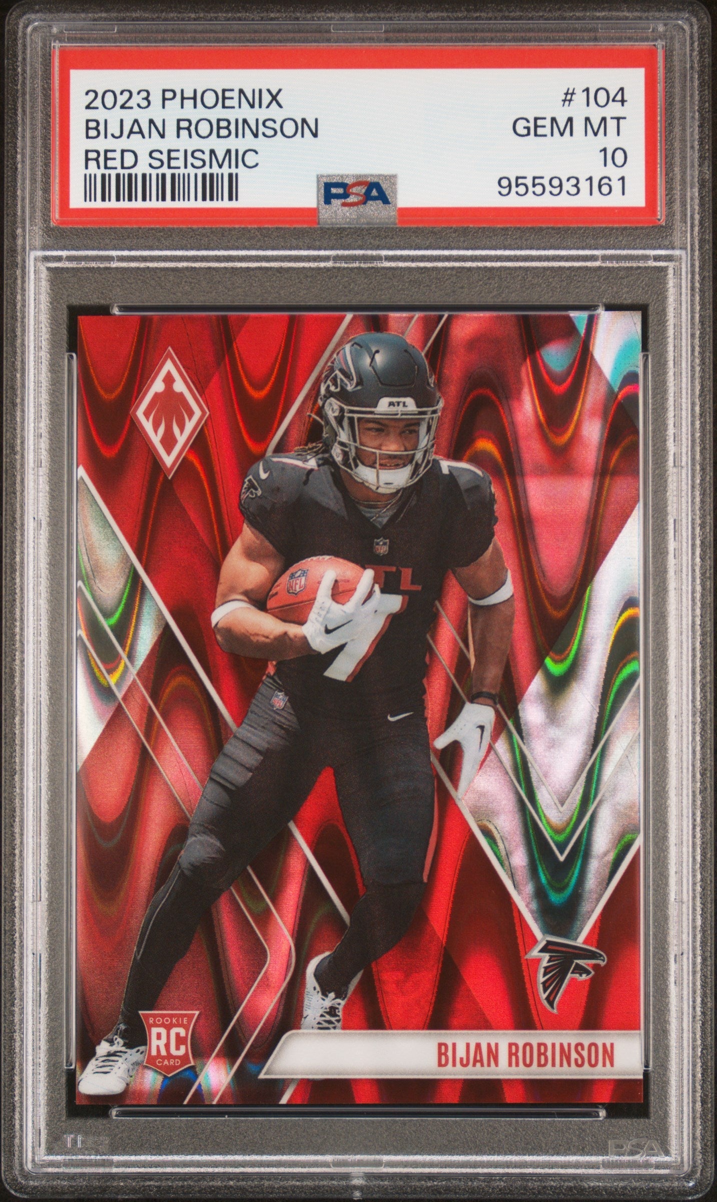 Graded 2023 Panini Phoenix Bijan Robinson #104 Red Seismic /199 Rookie RC Football Card PSA 10 Gem Mint - Golden Apple Comics