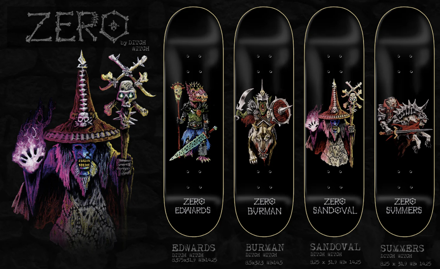 ZERO SUMMERS DITCH WITCH 8.25" SKATEBOARD DECK