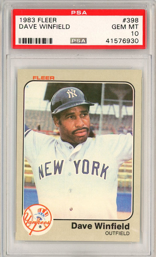 Graded 1983 Fleer Dave Winfield #398 Baseball Card PSA 10 Gem Mint