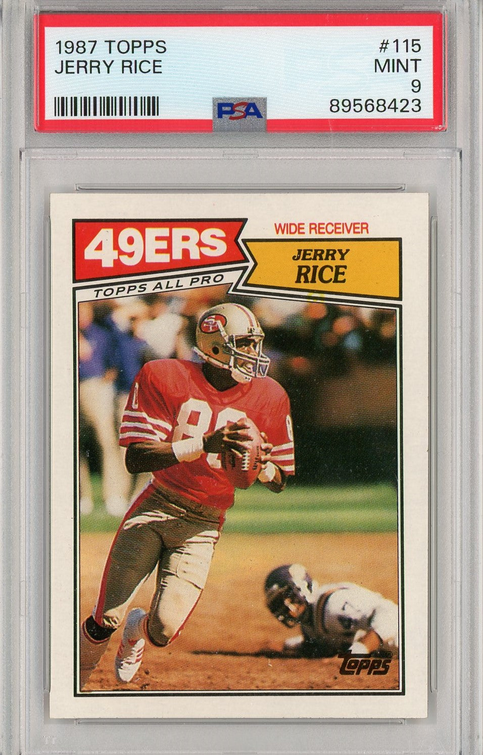Graded 1987 Topps Jerry Rice #115 2nd Year Football Card PSA 9 Mint