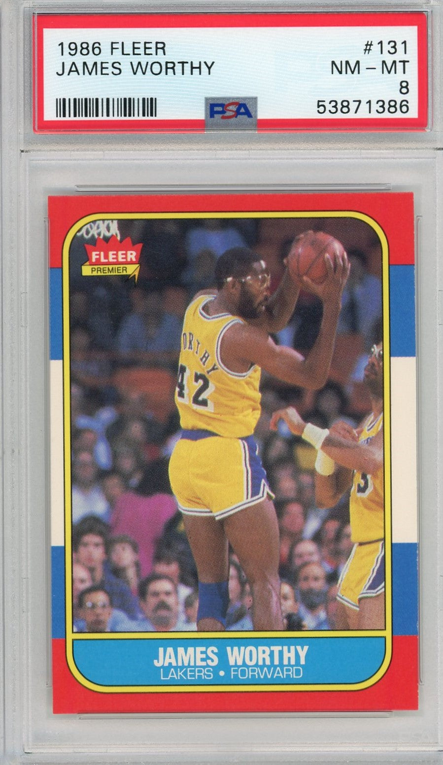Graded 1986 Fleer James Worthy #131 Rookie RC Basketball Card PSA 8 NM-MT - Golden Apple Comics