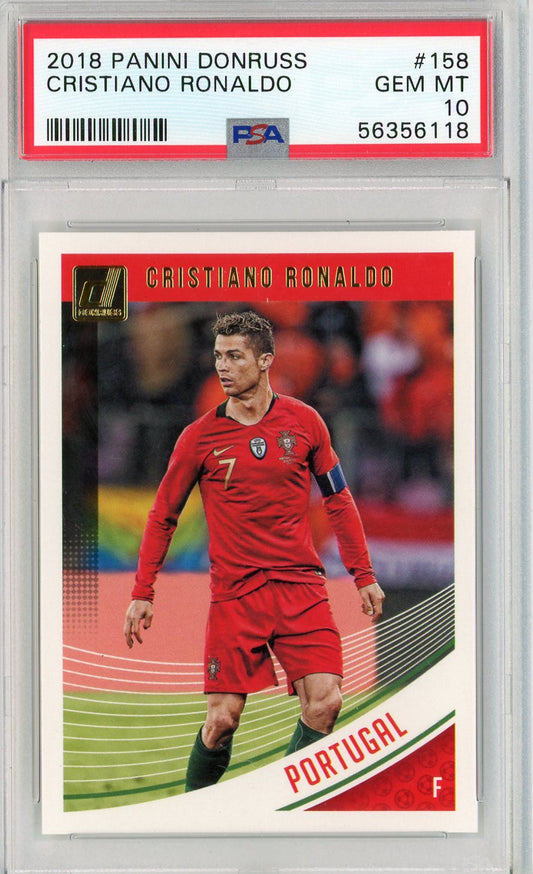 Graded 2018 Panini Donruss Cristiano Ronaldo #158 Soccer Card PSA 10 Gem Mint