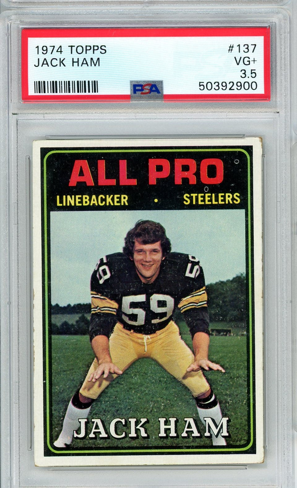 Graded 1974 Topps Jack Ham #137 2nd Year Football Card PSA 3.5 VG+ - Golden Apple Comics
