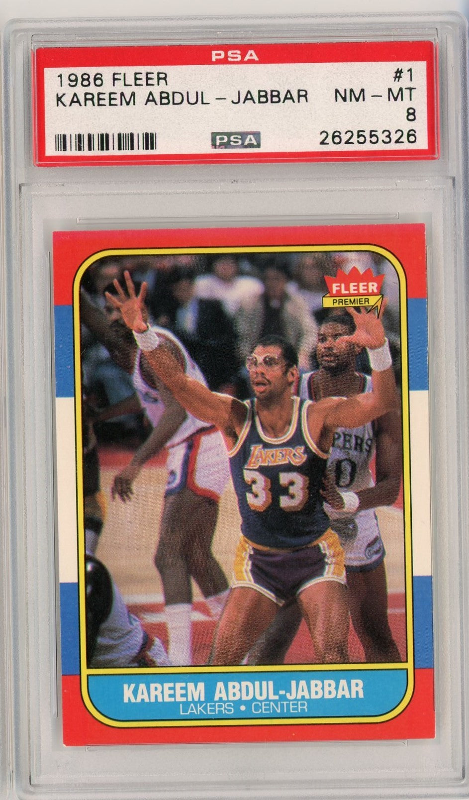 Graded 1986 Fleer Kareem Abdul-Jabbar #1 Basketball Card PSA 8 NM-MT