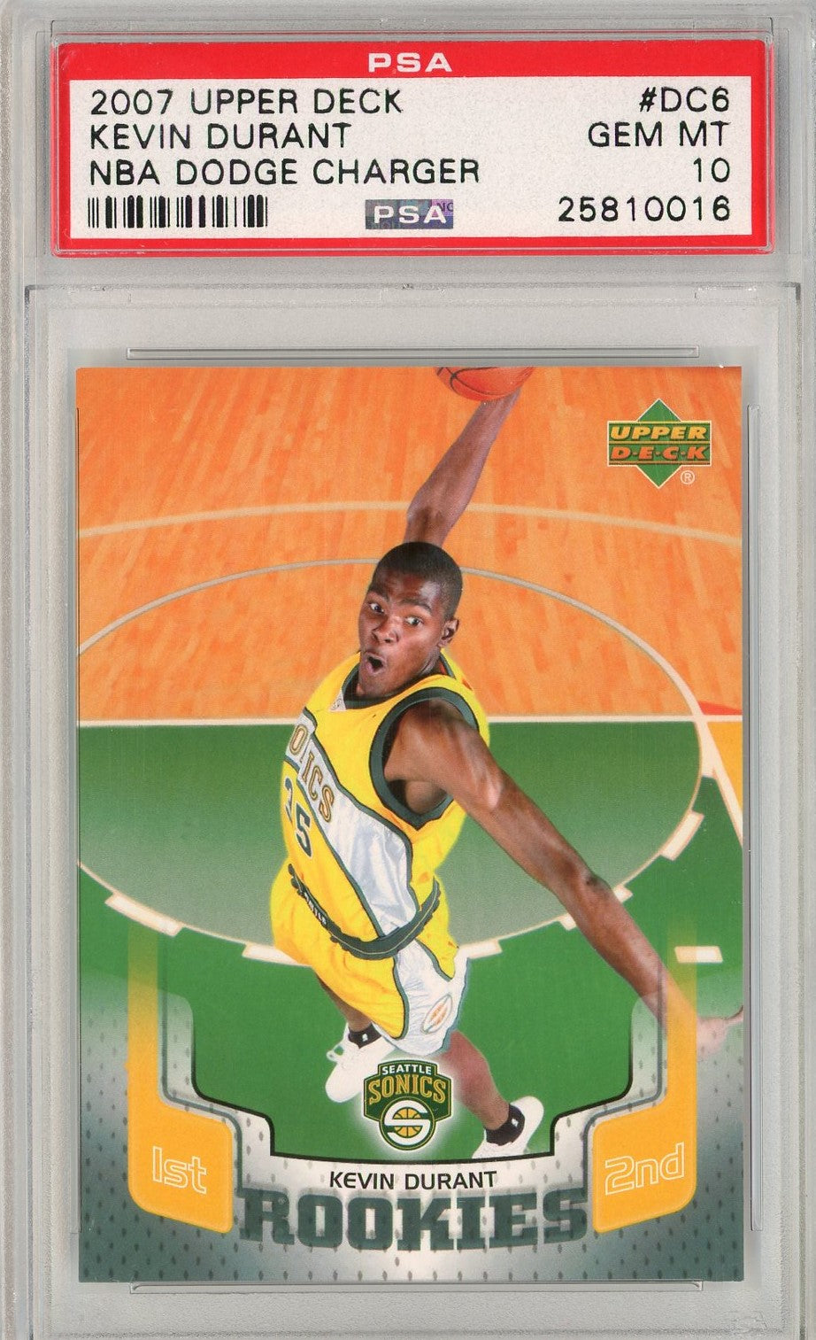 Graded 2007 Upper Deck Kevin Durant #DC6 NBA Dodge Charger Rookie RC Basketball Card PSA 10 Gem Mint