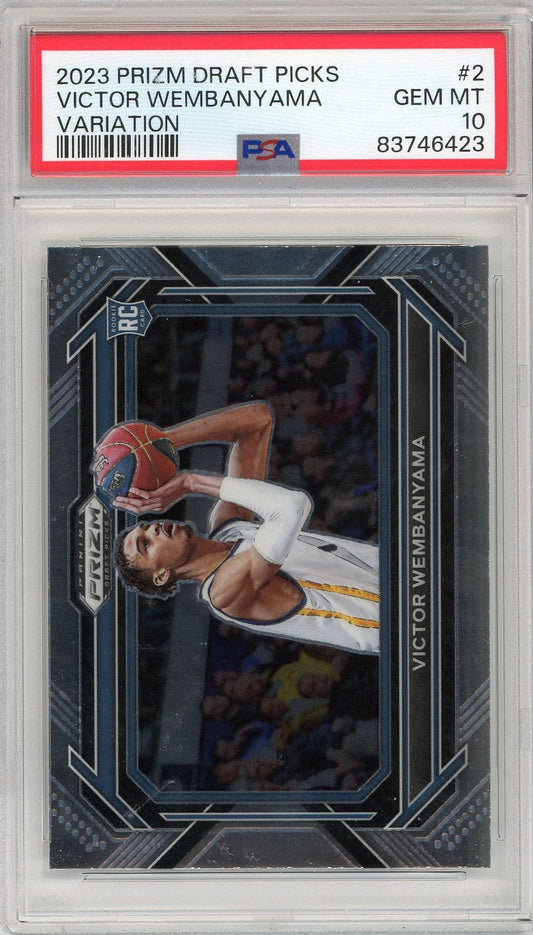 Graded 2023 Panini Prizm Draft Picks Victor Wembanyama #2 Variation Rookie RC Basketball Card PSA 10 Gem Mint