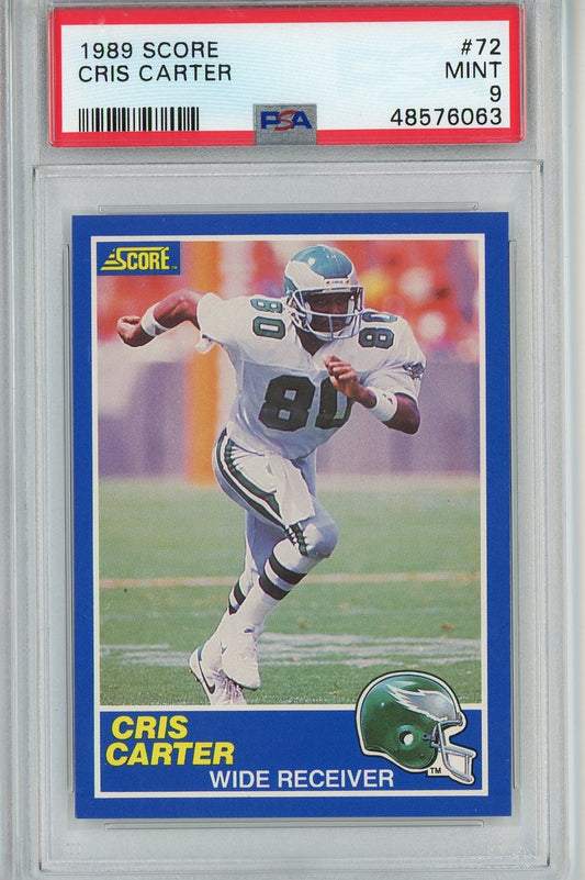 Graded 1989 Score Cris Carter #72 Rookie RC Football Card PSA 9 Mint