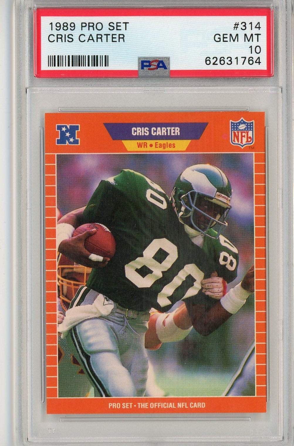 Graded 1989 Pro Set Cris Carter #314 Rookie RC Football Card PSA 10 Gem Mint