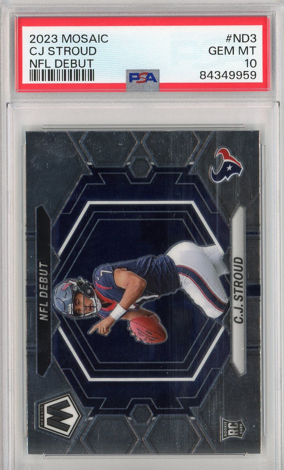Graded 2023 Panini Mosaic CJ Stroud #ND3 NFL Debut Rookie RC Football Card PSA 10 Gem Mint - Golden Apple Comics