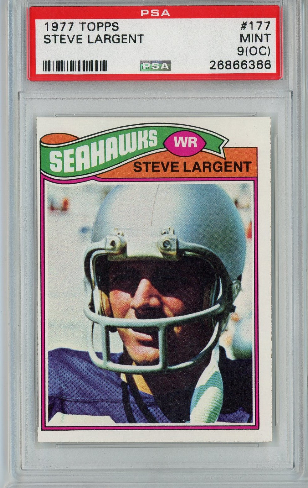 Graded 1977 Topps Steve Largent #177 Rookie RC Football Card PSA 9 OC Mint - Golden Apple Comics