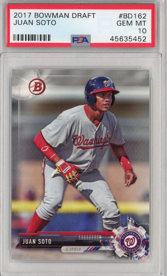 Graded 2017 Topps Bowman Draft Juan Soto #BD162 Rookie RC Baseball Card PSA 10 Gem Mint