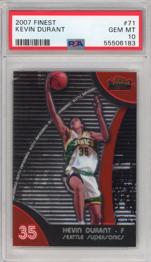 Graded 2007-08 Topps Finest Kevin Durant #71 Rookie RC Basketball Card PSA 10 Gem Mint