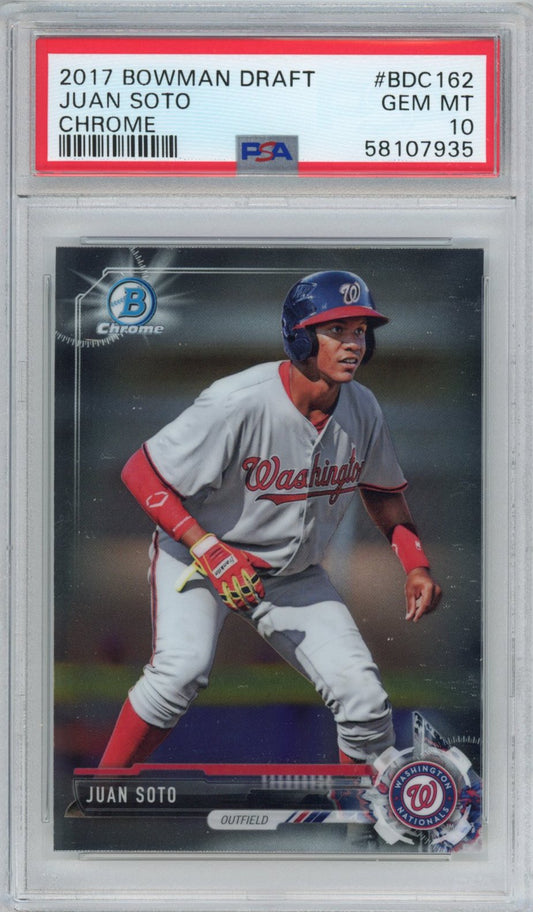 Graded 2017 Bowman Draft Chrome Juan Soto #BDC162 Rookie RC Baseball Card PSA 10 Gem Mint
