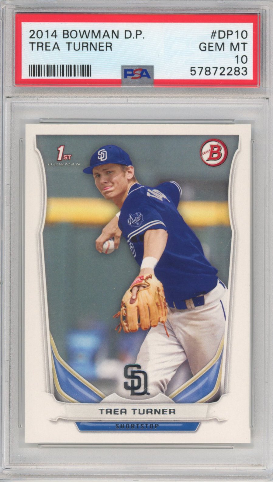 Graded 2014 Bowman Draft Picks Trea Turner #DP10 Rookie RC Baseball Card PSA 10 Gem Mint