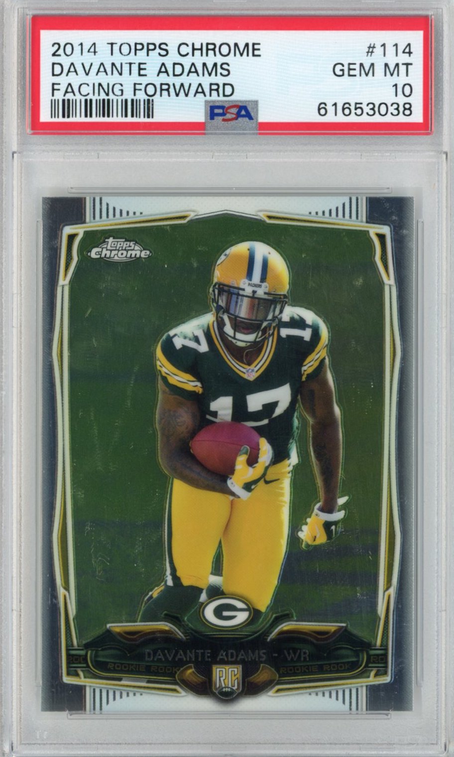 Graded 2014 Topps Chrome Davante Adams #114 Facing Forward Rookie RC Football Card PSA 10 Gem Mint